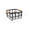 Simplify Small Square Black Metal Basket with Bamboo Handles